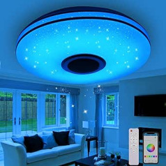 Gindoly 36 W LED griestu gaisma ar regulējamu Bluetooth skaļruni, LED griestu gaisma ar tālvadības pulti vai lietotņu vadību, RGBW krāsas maiņa, regulējama guļamistabai, virtuvei, bērnu istabai, viesistabai