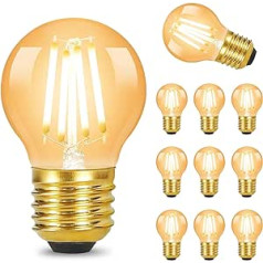 URing Edison E27 LED silti balta spuldze — vintage LED spuldze Retro E27 2700K 4W 380LM Enerģijas taupīšanas kvēlspuldze, dekoratīva nostalģijas industriālajam kafejnīcas bāram, iepakojumā 10 (G45)