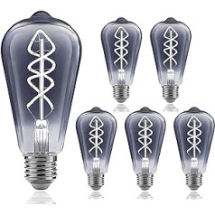 Gorssen Edison Vintage spuldze E27-6 W 465 LM LED kvēlspuldze, aizstāj 60 W halogēna spuldzes, vēsi balta 6500 K antīka lampa, ideāli piemērota retro apgaismojumam mājās, kafejnīcā, bārā, iepakojumā pa 6