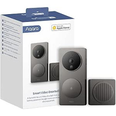 Aqara G4 Smart Video Doorbell (su skambučiu), 1080P FHD HomeKit saugi kamera, vietinis veido atpažinimas ir automatizavimas, palaiko Alexa, Apple Home, Google, Gray