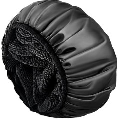 Aquior Dušas cepure, īpaši liela trīskārša peldēšanas cepure ar sausiem matiem sievietēm Mikrošķiedras frotē auduma zīdains satīns 100% ūdensizturīgs atkārtoti lietojams gariem matiem