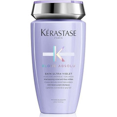 Kerastase Kérastase Anti-Yellow Tint šampūns bojātiem un izbalējušiem matiem, matu vanna ar hialuronskābi, Bain Ultra Violet, Blonde Absolu, 250 ml