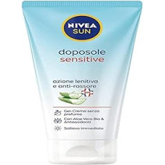 Nivea SUN Gel After Sun Sensitive 175 ml Piens pēc sauļošanās ar alveju un antioksidantiem, ķermeņa pieniņš jutīgai ādai ar atsvaidzinošu un nomierinošu iedarbību.