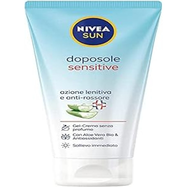 Nivea SUN Gel After Sun Sensitive 175 ml Piens pēc sauļošanās ar alveju un antioksidantiem, ķermeņa pieniņš jutīgai ādai ar atsvaidzinošu un nomierinošu iedarbību.