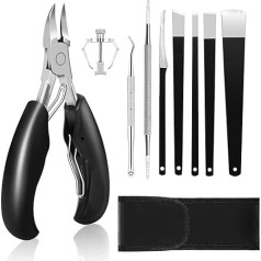 Heymkgo Professional Toenail Clippers, Nail Scissors Set, 9 Pieces, Super Sharp Nail Clippers for Thick and Ingrown Strong Toenails, Pedicure Set, Nail Scissors, Toenails, Cuticle Scissors, Nail Set