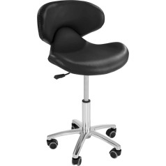 Physa Wellness & Lifestyle Physa Andria Black Work Chair with Backrest Swivel Chair with Wheels Hairdressing Chair Height Adjustable 44-57 cm Steel Frame Eco Leather Black