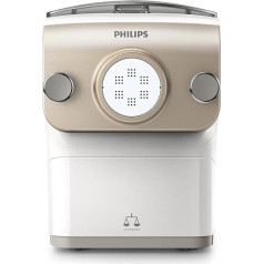 ‎Philips Domestic Appliances Philips HR2381/05 Pasta Maker ( 200 Watt, Fully Automatic Pasta Machine with Weighing Function and 6 Moulded Discs ) White / Champagne colour