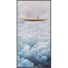 Kare Design Picture with Frame Cloud Boat Blue, Canvas, Wall Decoration, Solid Wood Frame, Cotton Canvas, Acrylic Paint, 120 x 60 x 3.5 cm