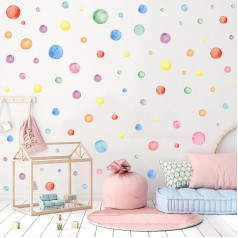 KAIRNE Spalvingas sienų lipdukas Vaikų kambarys, Polka Dots sienų lipdukas, akvarelė Polka Dots sienų lipdukas mergaičių berniukų miegamajame, DIY lipnus ratai pastelinių spalvų lipdukai Kūdikių kambario sienų apdaila