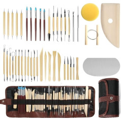 46 Pieces Pottery Tool Set Clay Modelling Tools Pottery Set Carving Tools Craft Beginner Gift Easy to Use Ideal for Clay Sculpture Modelling Carving Scraping Shaping Smoothing