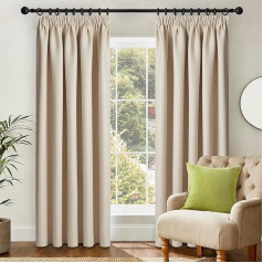 Topfinel Thermal Curtain Aukstuma Aizsargi Aizkari ar Ruffle Tape 225 x 140 cm Komplekts no 2 bēšs durvju aizkaru apdare Dzīvojamā istaba Bērnu istaba priekšējo durvju logam