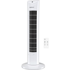 Pro Breeze oscilējošs torņa ventilators, 79 cm augstumā, 70 grādu oscilācija, kolonnu ventilators ar 3 ātruma iestatījumiem, 60 vatu ventilators ar tālvadības pulti un taimeri