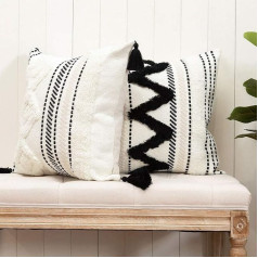 1 x Cotton Decorative Boho Cushion Cover, Super Soft, with Tassels, Decor for Sofa, Couch, Bedroom, Living Room or Car
