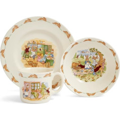 Royal Doulton 1064978 3 gab. bērnu komplekts Bunnykins (bļoda, šķīvis un krūze ar vienu rokturi), māla trauki, daudzkrāsains