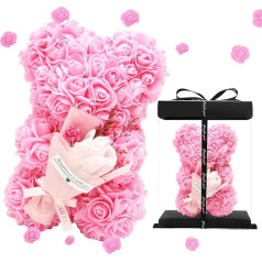 DASIAUTOEM Rose Flower Bear dāvanu kaste un loku, bezgalības ziedu lācis roku pušķis, mūžīgā roze unikālām dāvanām, draudzenei, mātes gadadienai, dzimšanas dienas dāvanām, Valentīna dienas dāvanai
