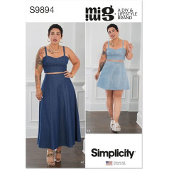 SIMPLICITY Mimi G Style BB SS9894BB Sieviešu tops un svārki divos garumos (20W-22W-24W-26W-28W)