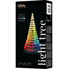 Twinkly Light Tree - eglīte ar karoga mastu iekšējai un ārējai lietošanai - iepriekš izgaismota ar 300 RGB + silti baltām LED diodēm - ar lietotnes vadību - melna, 6 m