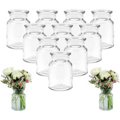 12 x Small Glass Vase 9 cm Glass Bottles with Bottle Brush