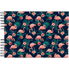 Exacompta Flamingo 16703E Spirālveida fotoalbums 150 fotoattēlu 50 baltas lapas formāts 32 x 22 cm spīdīgs vāks ar glancētu pārklājumu rozā flamingo apdruka FSC® sertificēts