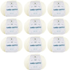 Adāmpavedieni 100% tīra Merino vilna Extra-Fine, Lana Gatto, ražots Itālijā, bērnu mīkstā līnija bērniem, jaundzimušajiem ar alveju, augstas kvalitātes dzija, 500 g. 1700 m (Wool White - 978, 10)