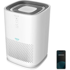 Cecotec TotalPure 1500 Savienots gaisa attīrītājs. 26 W, 100 CADR, 3 pakāpju filtrācija, WLAN vadība, PM 2,5 sensors, 2 darbības režīmi, 2 ātrumi, pārklājums 40 m3.