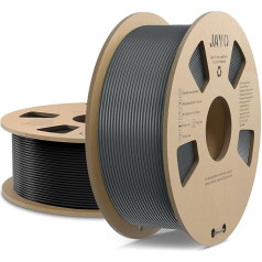 JAYO ātrgaitas PLA filaments 1,75 mm, ātra drukāšana ar augstas plūsmas PLA 3D printeru filamentu, glīti uztīts, izmēru precizitāte +/- 0,02 mm, 1,1 kg spole, 2 gabali, melns + pelēks