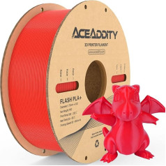 Aceaddity PLA+ filaments 1,75 mm Flash PLA ātrgaitas 3D printeru filaments, izmēru precizitāte +/- 0,02 mm, 1 kg kartona spole, piemērots vairumam FDM 3D printeru (1 kg sarkans)