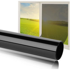 Window Privacy Film Mirror Film One Side Transparent Reflective Window Film Sun Protection Heat Insulation for Office and Home (Black Transparent, 118 x 200 cm)