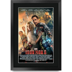 HWC Trading A3 FR FR Iron Man 3 Robert Downey Jr un aktieru komanda Dāvanas Iespiests plakāts ar autogrāfu - A3 ierāmēts filmas piemiņas faniem