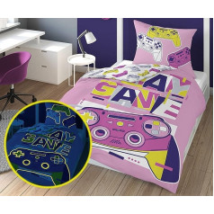 Carpe Sonno Bērnu gultas veļa 135 x 200 cm - Gaismas bērnu gultas veļa, kas spīd tumsā - Gultas veļa 135 x 200 cm kokvilna - 2 gultas veļas komplekti meitenēm