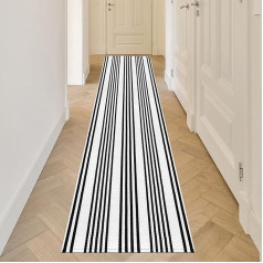 Aoczes Black and White Striped Rug 60 x 240 cm Runner Porch Rug Farm Runner Cotton Woven Washable Door Mat Rug for Entrance/Bedroom/Living Room/Area Rug