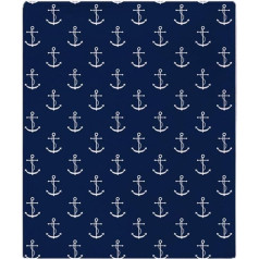 YISUMEI Sega 150 x 200 cm Mīļas segas Soft Flannel Soft Fleece Blanket Bed Throw Blue Anchor