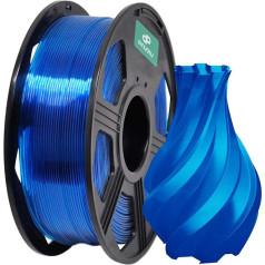 Pinuotu 3D printera filaments, PETG P filaments, 1,75 mm, 1 kg spole, izmēru precizitāte +/- 0,03 mm, 108% Eiropas izejviela (zils)