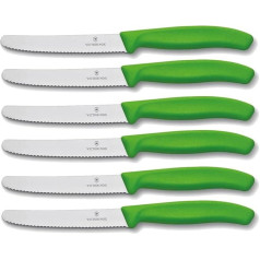 6 Victorinox tomātu nažu komplekts, galda naži, virtuves naži, Swiss classic, zaļš