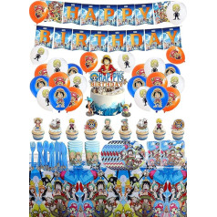 Dzimšanas dienas dekorēšana Viena gabala baloni Happy Birthday Garland Cake Toppers Anime galda piederumi Galda dekorēšana bērniem Viena gabala dzimšanas dienas svinību rotājumi