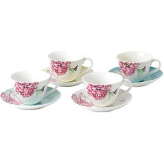 Royal Albert Miranda Kerr 40033997 Ikdienas tējas tasīte un krūzīte, 4 gab., daudzkrāsains, porcelāns, tējas krūzīšu/ krūzīšu komplekts 4