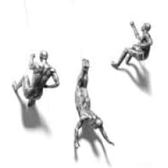 Trio of Climbing Men 3 x Large Antique Silver Climbing Rappelling Hanging Ornaments Figures Set of 3 Wall Hanging Figures Sculpture Wall Art Resin un Bungee Jumping