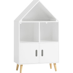 Sobuy KMB58-W Children's Shelving Unit with House Design, Bookcase for Children, Storage Shelf, Toy Shelf, Children's Room Furniture, White, Width Approx. 60 x 103 x 30 cm