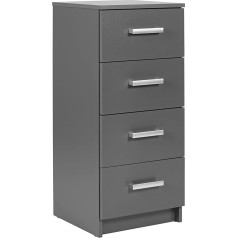 Inter Link Chest of Drawers Bedside Cabinet with 4 Drawers in Grey, 41 x 40 x 91.50 cm