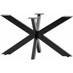 Cm Furniture - Spider - Table Frame for Table Top, Coffee Table, Sofa Table, Side Table - H43 x W50 x L80 cm - Metal Table Legs - Solid Steel Cross Base - Crossed, Twisted - Black