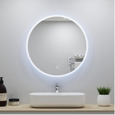 Biubiubath Apaļš vannas istabas spogulis ar LED apgaismojumu un atdalītāju 700 mm Touch Sensor sienas vannas istabas spogulis ar apgaismojumu