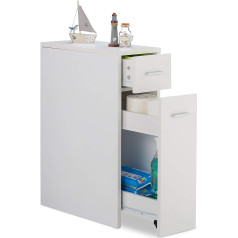 Relaxdays 1 x Alcove Cabinet with 2 Drawers for Bathroom, Kitchen, Living Room, Space Saving Alcove Shelf, H x W x D 61.5 x 20 x 45 cm, White