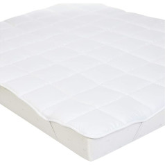 Amazon Basics Mīksts matrača pārvalks ar mikrošķiedras poliestera pildījumu un siksnām 160 x 200 x 30 cm, balts