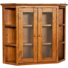 Biscottini Display Cabinet Solid Wood Hanging Cant Desk with the Linden Walnut End...