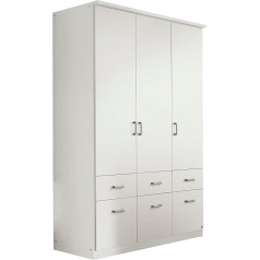 Jugendmöbel24.De Ryan Wardrobe 3-Door Attachment White W 136 cm H 238 cm Children Youth Bedroom Wooden Hinged Doors Laundry Cabinet