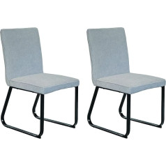 Byliving Valgomojo kambario kėdžių rinkinys iš 2 / pilkos spalvos virvės audinys / juodos spalvos milteliniu būdu dengtas metalinis rėmas / virtuvės kėdė W 46 x H 86 x D 55 cm