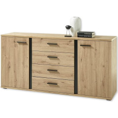 Stella Trading Kanada Sideboard in Artisan Oak Look, Black, Modern Chest of Drawers with Drawers for Your Living Room, 170 x 84 x 40 cm (W x H x D)