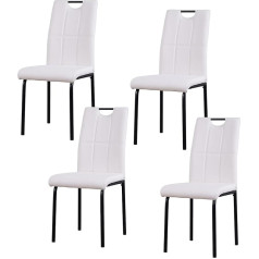 Hti-Living Denton 4-Piece Dining Chair PU White Faux Leather