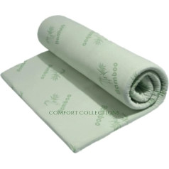 Comfort Collections Bambusa atmiņas putu matrača matracis Zip slēgšana noņemams pārvalks ar hipoalerģisku antibakteriālu King Size Mattress Topper 152cm x 200cm + 4cm apm.