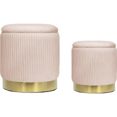Allequip Set of 2 Velvet Dressing Table Pouf Stool with Storage Space Ottoman Storage Stool (Rose)